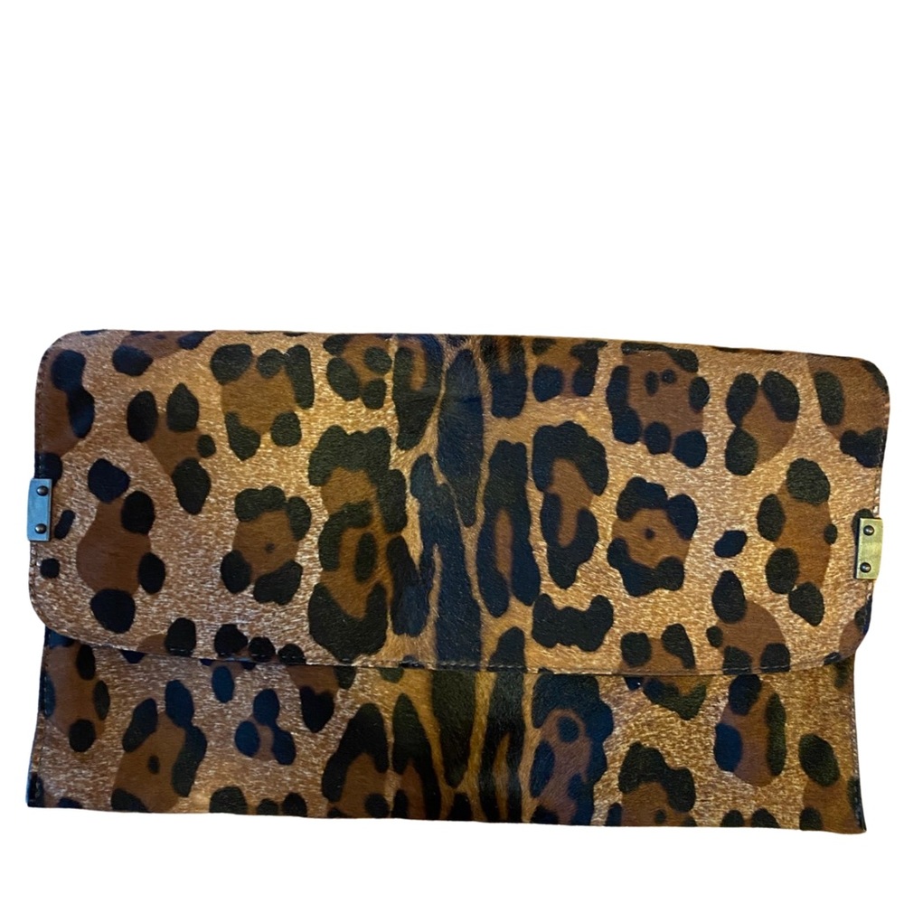 Stuart Weitzman Fur Leopard Envelope Clutch
